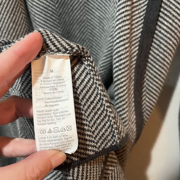 J Crew Vanessa Sweater Jacket Women’s Medium Black Herringbone Open Cardigan - Picture 4 of 7